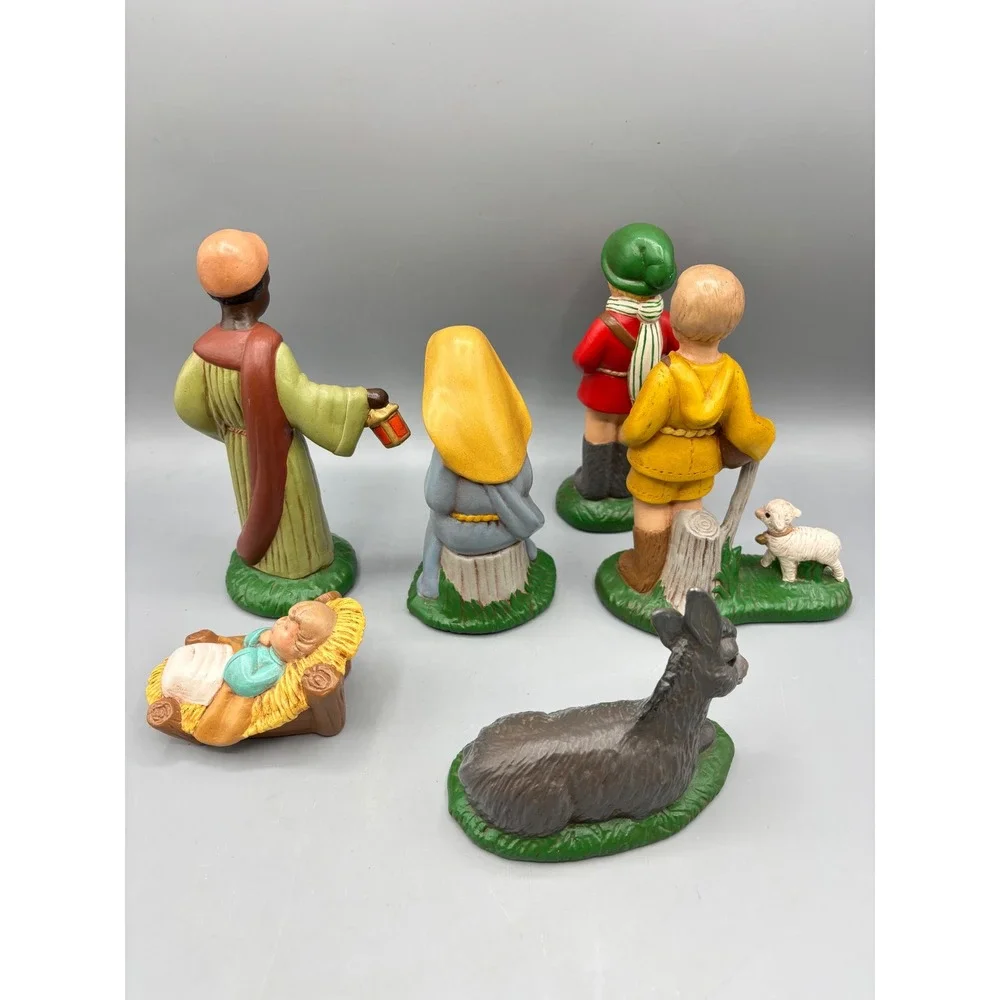 Vtg Nativity 6 Piece Ceramic Figurine Partial Set Christmas Decor Drummer‎ Boy